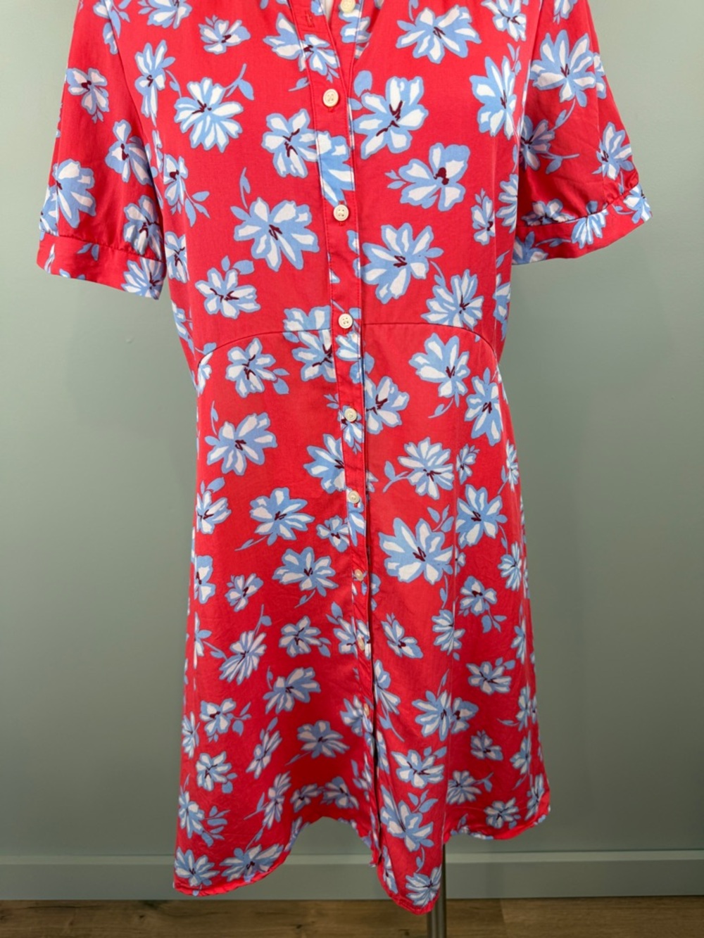 Loft floral button down Lyocell summer mini dress size 4 - Picture 3 of 7